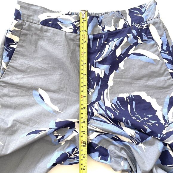 PIAZZA SEMPIONE Jennifer Cotton Bold Floral Print Pants Trousers Blue - Picture 5 of 11